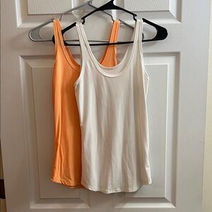 No Boundaries Orange and White Tank Tops